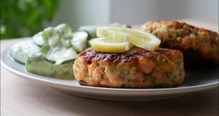 Lachsfrikadellen-Selber-Machen-Rezept-Salmon-Patties-with-Cucumber-Salad-Recipe-ENG-SUBS